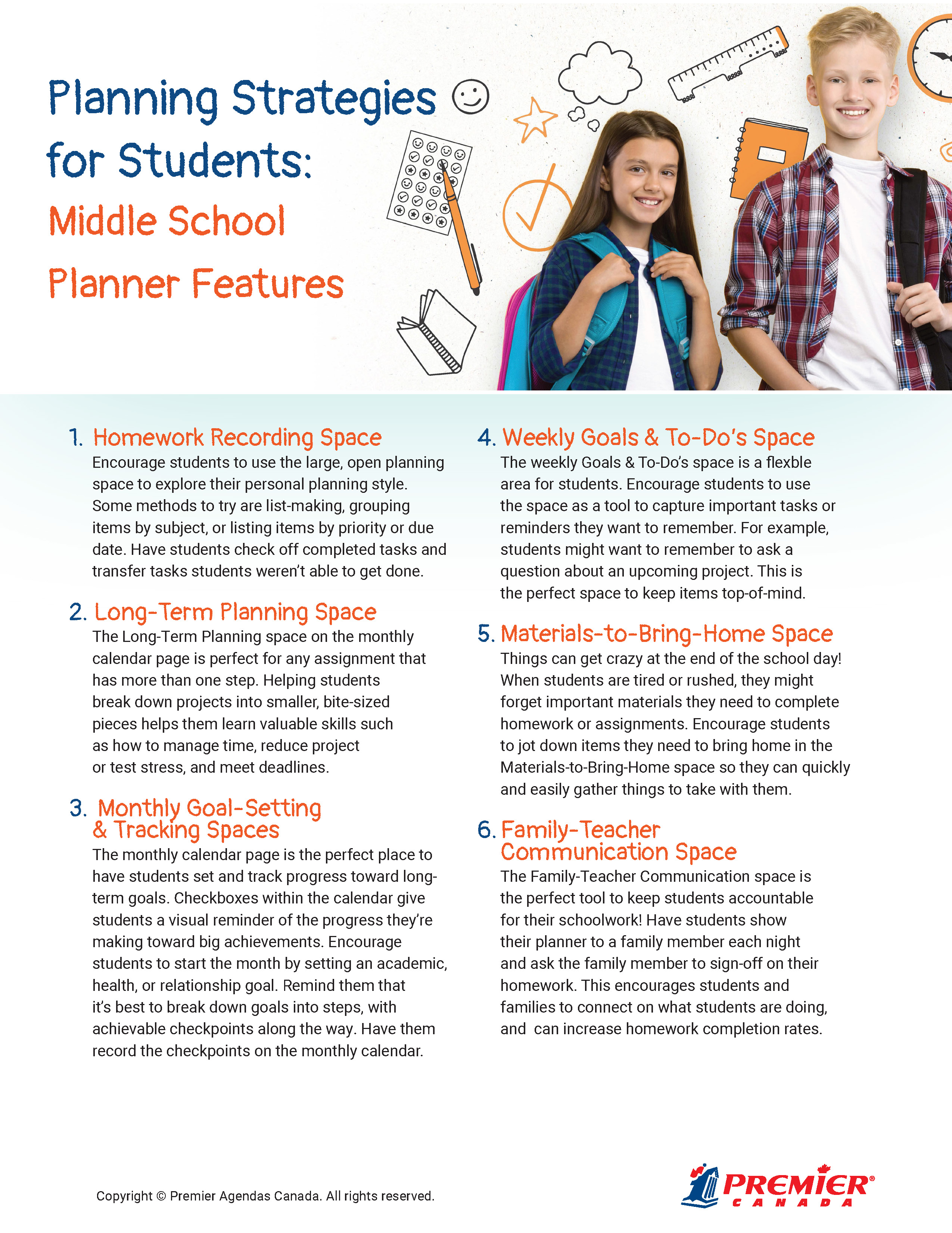 Planning Strategies for Students: Middle School Planner Features
