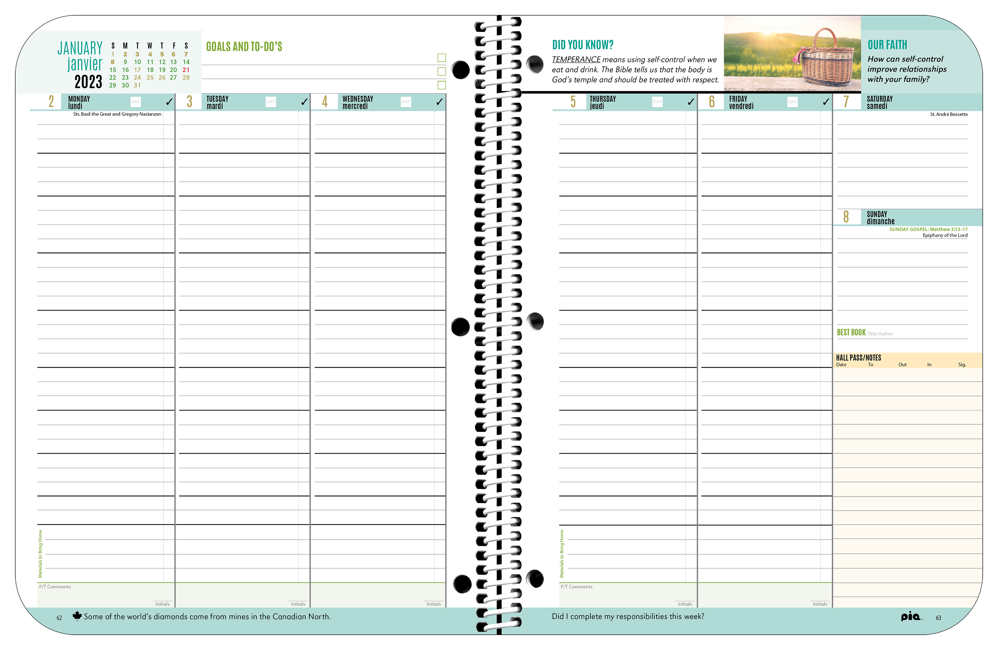 Middle Catholic Faith Planner Spread