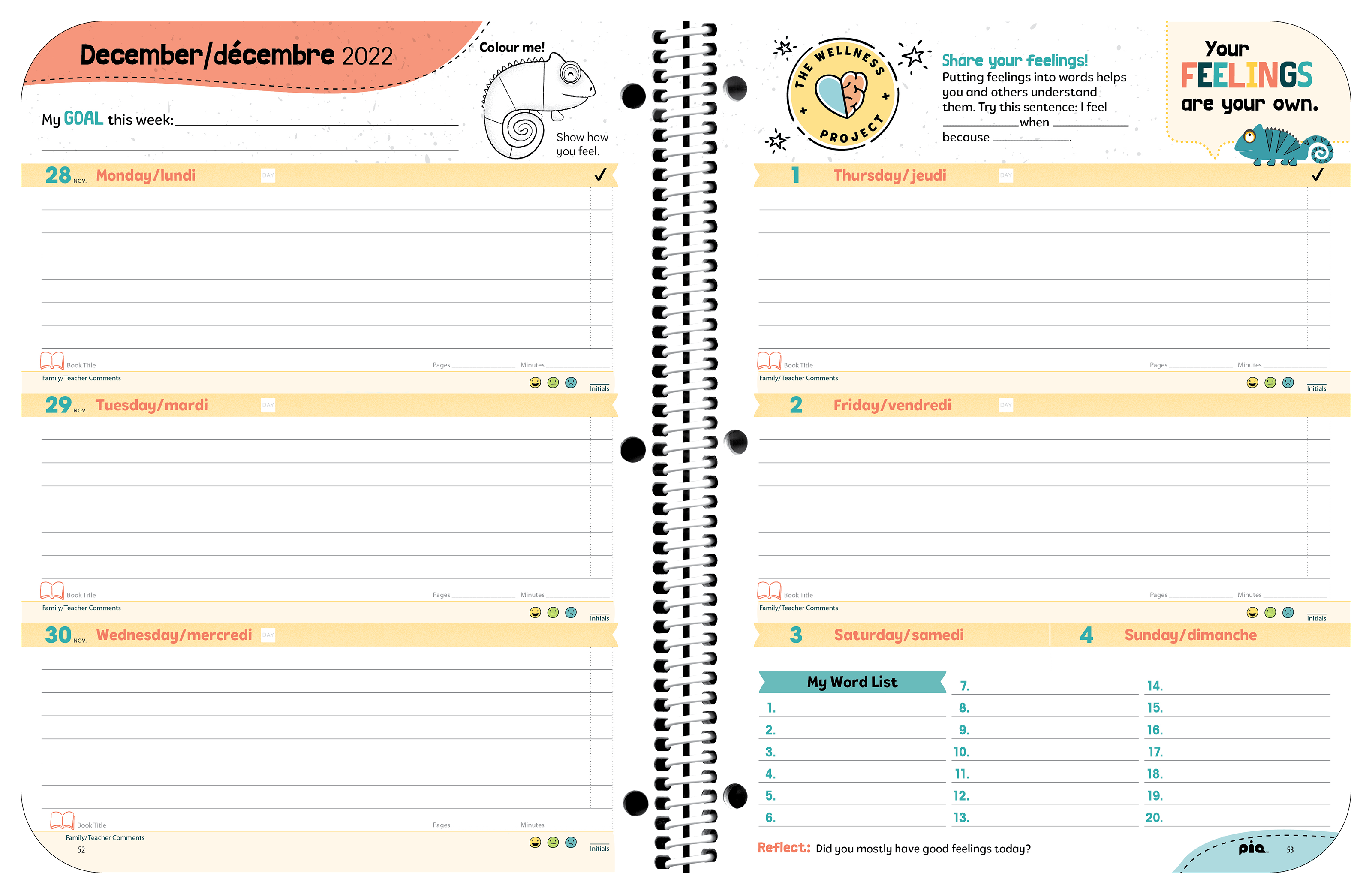 Elementary Wellness Planner Spread