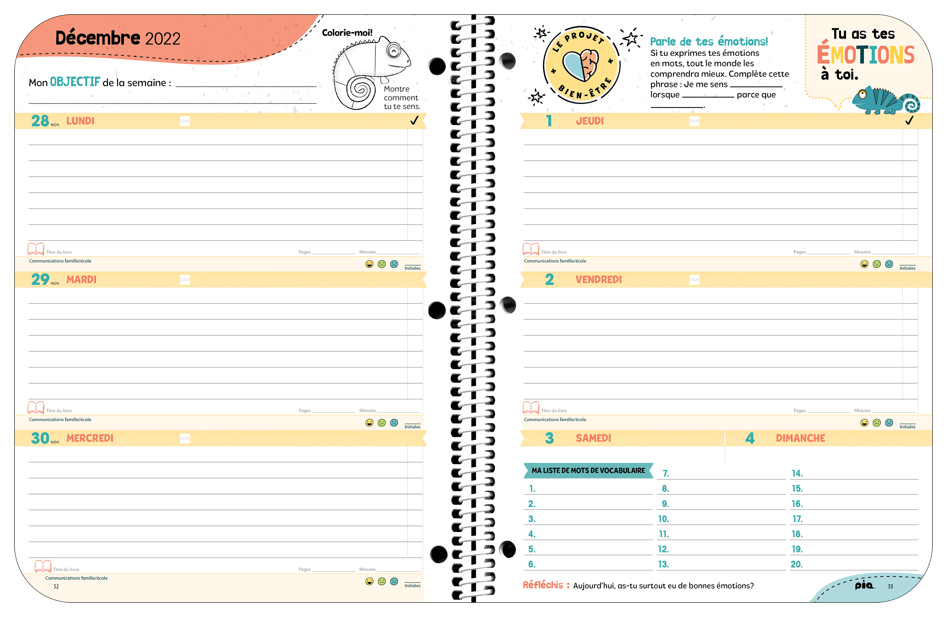 L'agenda scolaire Le projet bien-être, niveau élémentaire